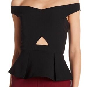 Parker Black Davina Peplum Off The Shoulder Top
